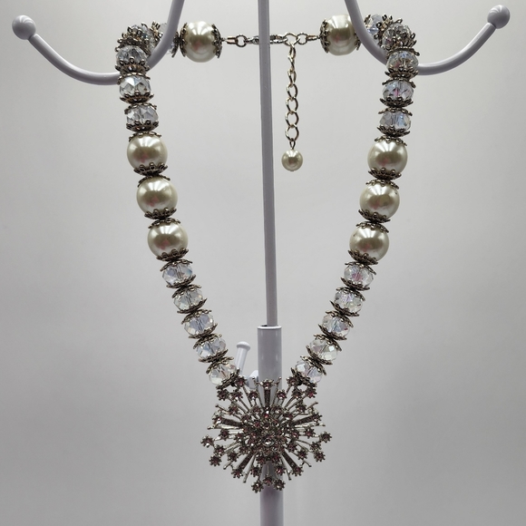 Custom Design Elegant Sparkle Statement Necklace + Earrings, NWOT - Picture 8 of 17